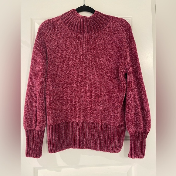Cynthia Rowley Maroon/Fuchsia Chenille Mock Neck Sweater, Small - Picture 1 of 6